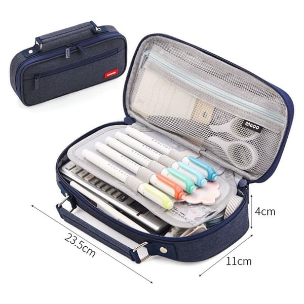 Pencil Case Stor Kapacitet Pencil Case Skolearrangør Dyb Blå KLB