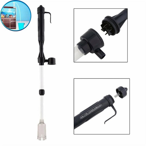Elektrisk akvariumdammsugare sifon driven grus vatten