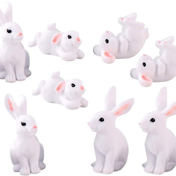 8 stk Miniatyr Kanin Figurer Eventyrhage Kanin Figurer Påskekake Topper KLB