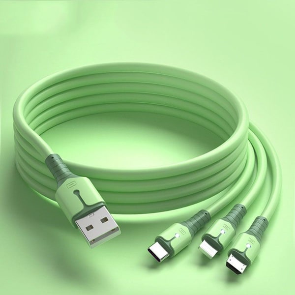 MFi-certifierad 3-i-1 Lightning/Typ C/Micro USB Grön kabel KLB