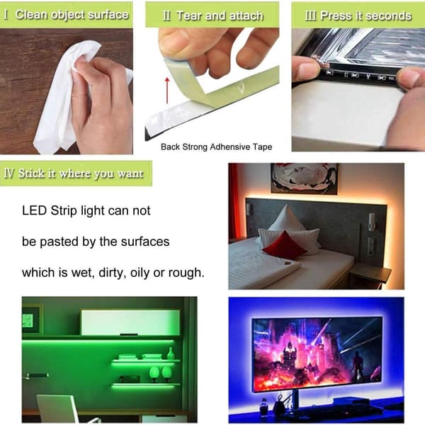 LED-stripe 5m lysstripebelysning, lysstripe RGB SMD KLB