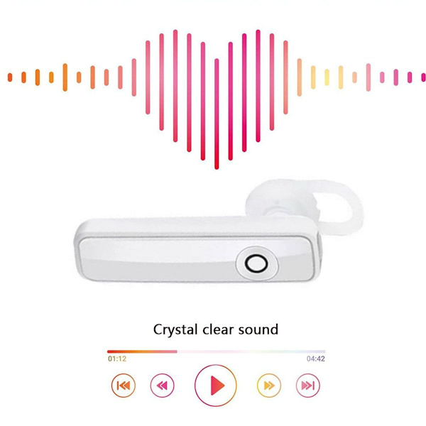 Bluetooth-headset, trådlöst headset för handsfree-samtal i vitt