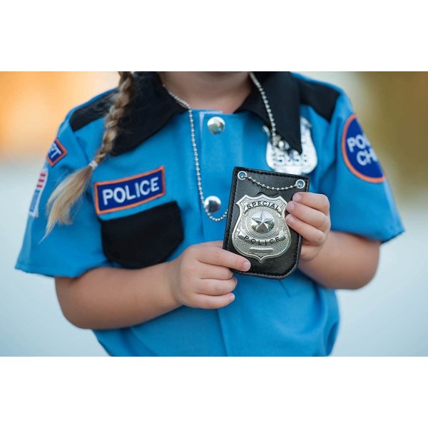 Dress Up America Police-emblem för barn-Polisdräkttillbehör-Polisemblem för Cop Swat och FBI med kedja och bältesklämma
