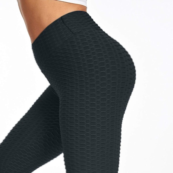 Berømte Leggings, Kvinner Butt Lifting Yoga Bukser Høy 01 Svart KLB