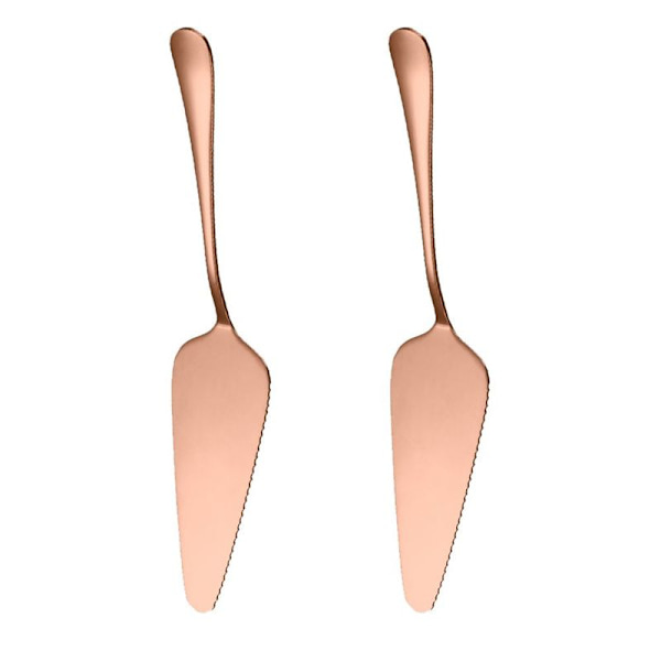 Tårtkniv med spatel, rostfritt stål för tårtor, bakverk, bakverk, roséguld