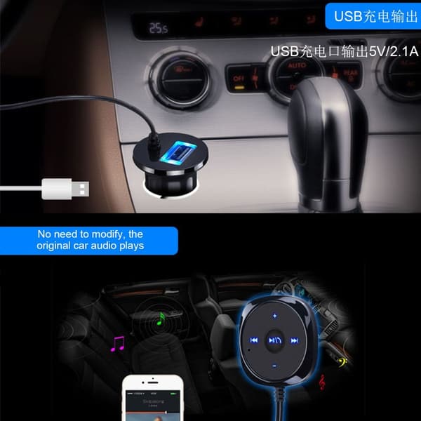 Bluetooth håndfri bilmodtager med AUX-indgangsstik - KLB