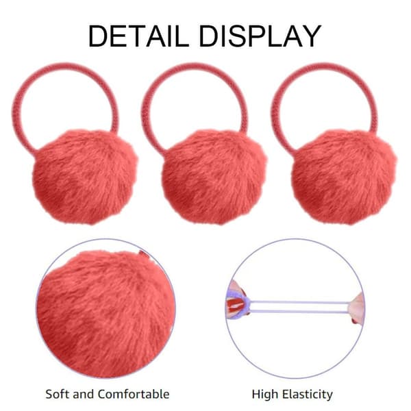 Pom pom elastiske hårbånd pom hårbånd sømløse hårtau røde