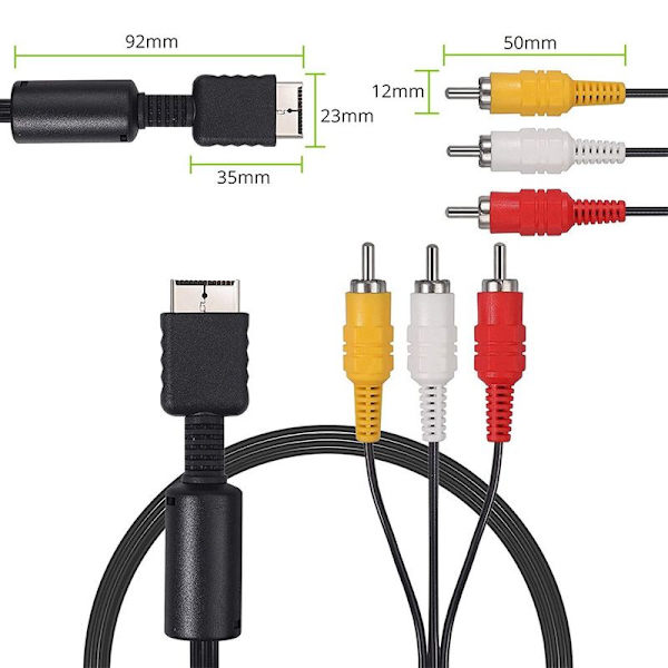 AV TV TV-kaapeli PS1 / PS2 -konsolille 3 Chinch Audio Video Scart -kaapeli