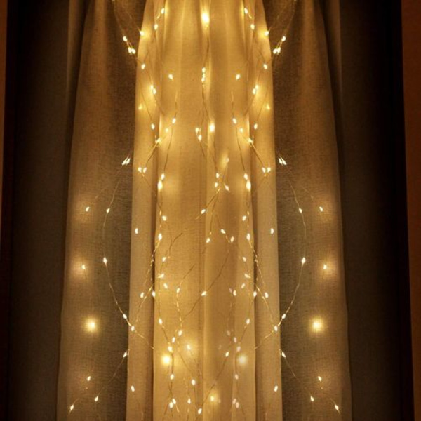 LED lysbundt, vandkande feelyss 8 modes 200 LED varm hvid