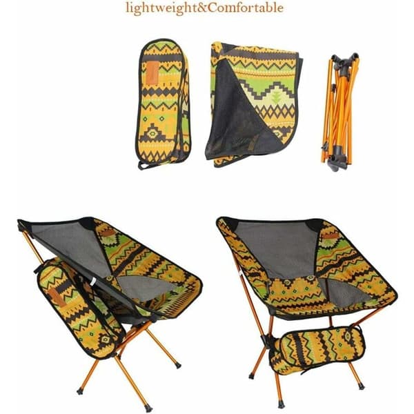 Ultralätt campingstol hopfällbar utomhus vandring BBQ picknickstol (gul) KLB