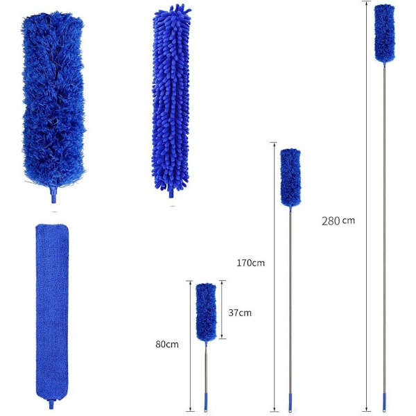 3 st dammvippa teleskopisk mikrofiber, tvättbar dammmopp extra
