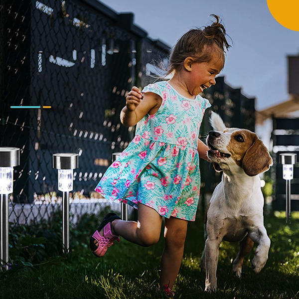 Set med 12 LED-sollampor i rostfritt stål KLB