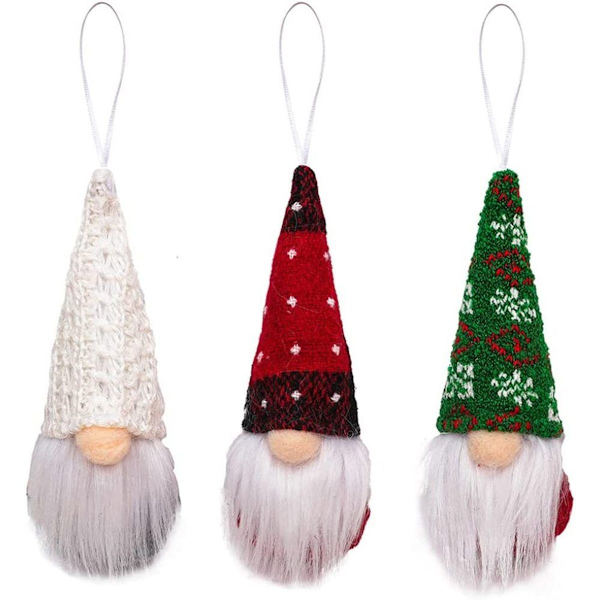 Nesloonp 3 st julgran hängande tomtar svenska handgjorda plysch tomtar KLB