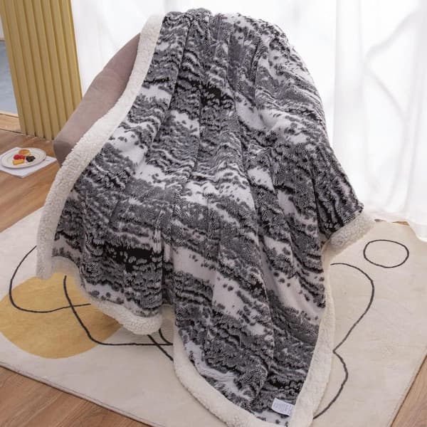 Sherpa-pläd för soffa och säng, svart