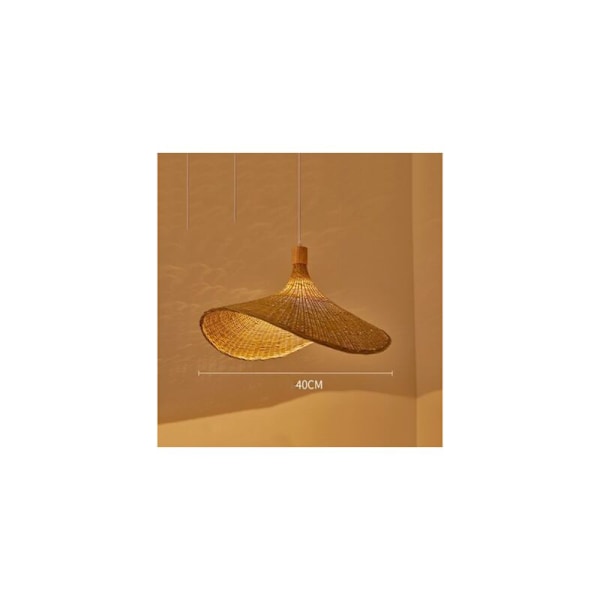 Rattan Hängande Korg Lampa, Bambu Kronljusstake, Hängande Lampa för Bar Café Vardagsrum Te Rum (Ø40cm, Varm Ljus) KLB