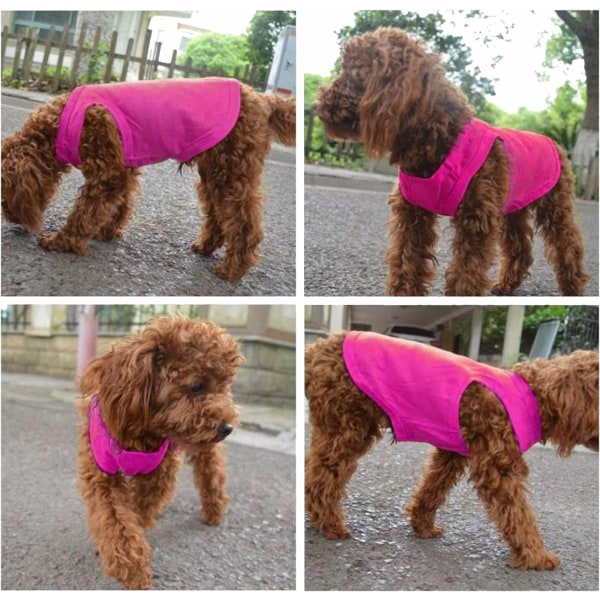 Puuvillakoiran vaatteet Yksiväriset koiran T-paita Vaatteet Pehmeä hengittävä puuvillapaita, joka sopii kissoille ja pennuille (2 kpl) (keskikokoinen, valkoinen + vaaleanpunainen)