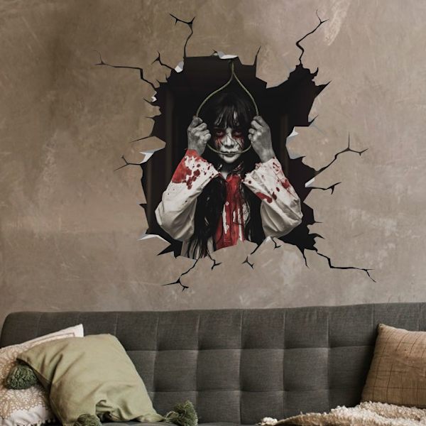 Uudet Halloween-ikkunatarrat, suuret pelottavat demonitarrat Halloween-juhlan koristeluun, veriset kädet ja jalat DIY-tarrat lasille perhekouluun (B)