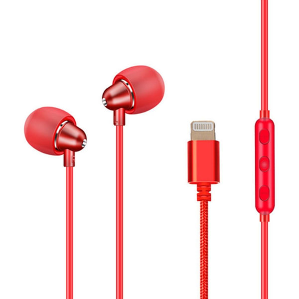 In-ear hovedtelefoner til øretelefoner, kompatible med iPhone 11 Red