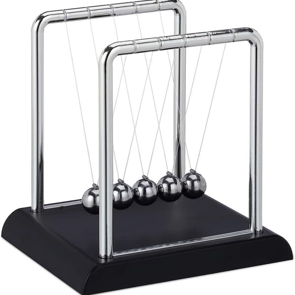 Newtons pendul, klassisk kuglestødspendul, 5 kugler, fysikdekoration til kontoret