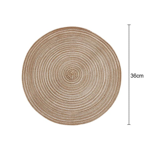 Runde plassmatter, Farmhouse Boho plassmatter, Stoff plassmatte, Rustikk brun