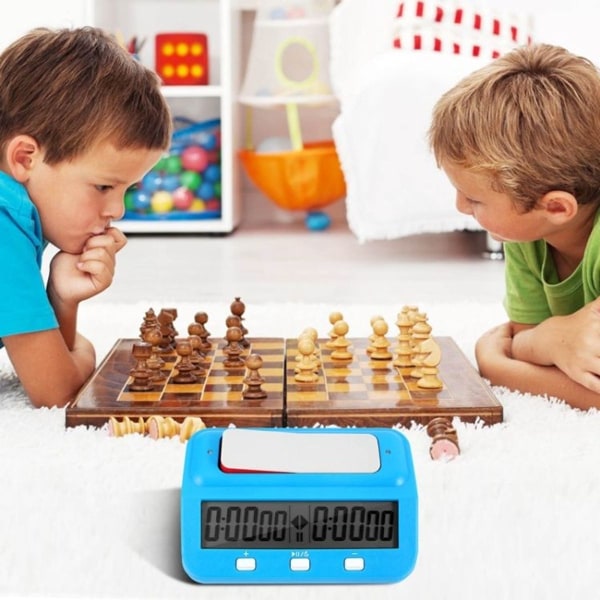 Muovista valmistettu shakkikello Go Chess Timer (sininen)