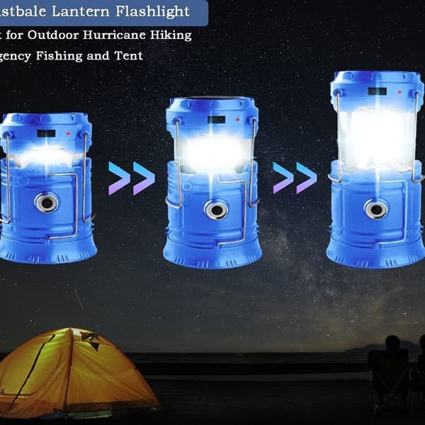 Bärbar LED-campinglykta - Ultrastark USB-laddningsbar solbatteridriven