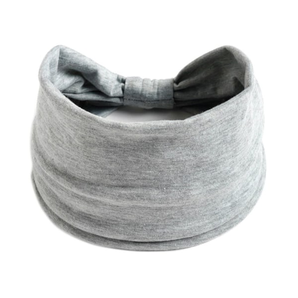Grått sport pannband i bomull för kvinnor, elastiskt brett hårband, yogahårband, sommarbandage