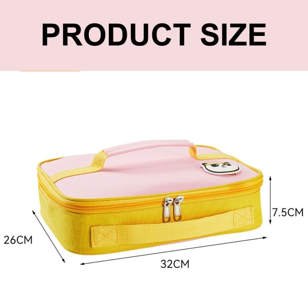 Kids Lunch Box Bag Flat Bento Bag Portable Take Away Pink