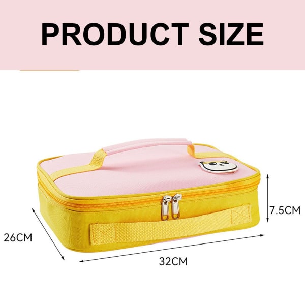 Lasten lounaslaatikkokassi litteä Bento-laukku kannettava Take Away vaaleanpunainen