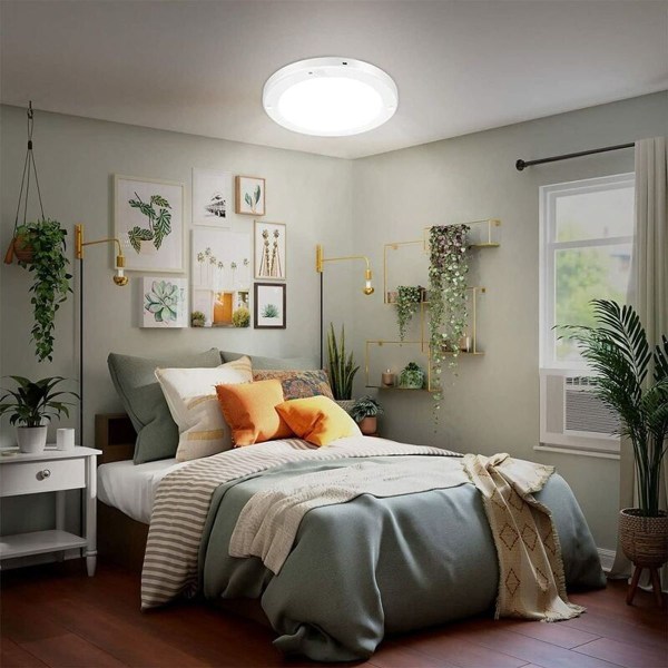 Taklampe, bevegelsessensor, LED, 18 W, 1200 lm, 4000 K, hvit, 22 cm, 2 moduser, stue