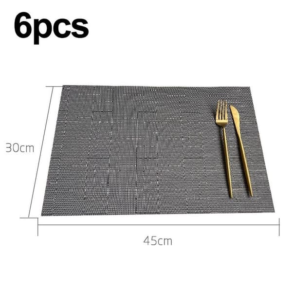 Rektangulära placemats för köksbord och matbord. Ljusgrå