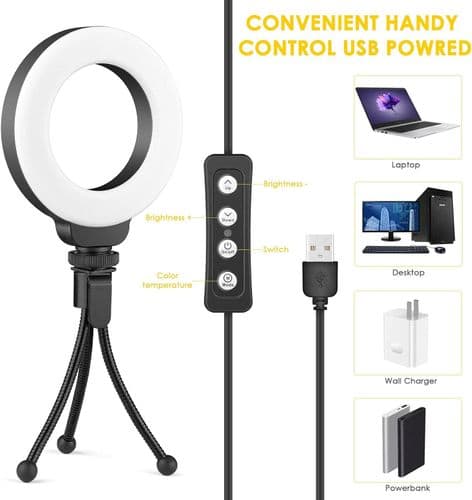 Inch Laptop Ringlys med Stativ Konferencebelysning