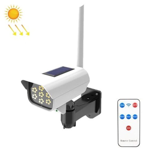 Solcellsensor LED-vägglampa, simulering, övervakningskamera, bländfri, stöldskydd