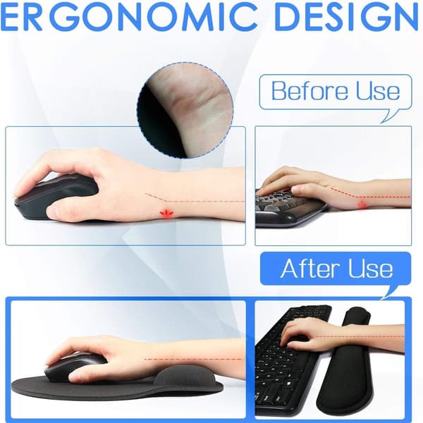 Ergonomisk musematte med håndleddsstøtte, førsteklasses minne skum 4
