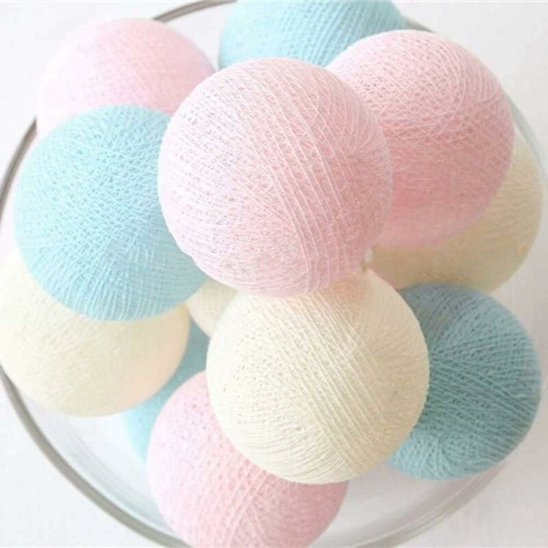 Sisävalaistus, valopallo, kodin sisustusvalo, makuuhuone (20 palloa 60 mm) Paristot tai USB-laturi (Macaron Pink) KLB