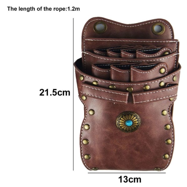 Scissor Bag Holster with Belt for Hairdressing Salon, Red Brown