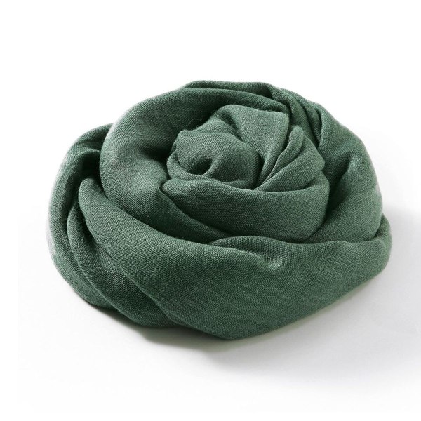 Hørtørklæde i bomuld, bred kappe af linned, almindeligt tørklæde, grønt