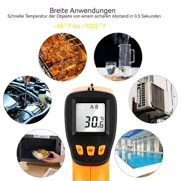 Infrarød termometer til madlavning - Berøringsfri madlavningstermometer -50 400 KLB