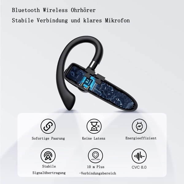 Bluetooth headset med mikrofon, handsfree trådlösa headset hörlurar