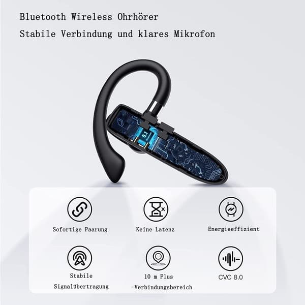 Bluetooth-headset med mikrofon, handsfree trådlösa headset-hörlurar