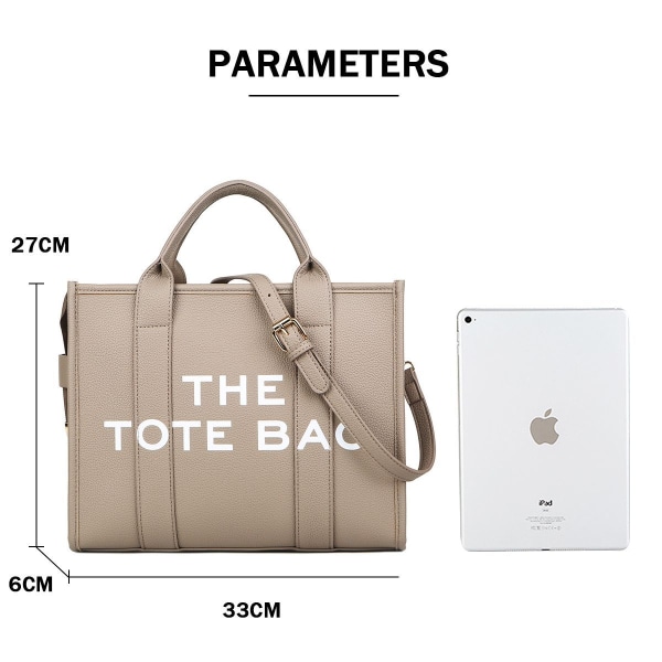 KLB Tote Bag för kvinnor, PU-läder Tote Bag, Grå