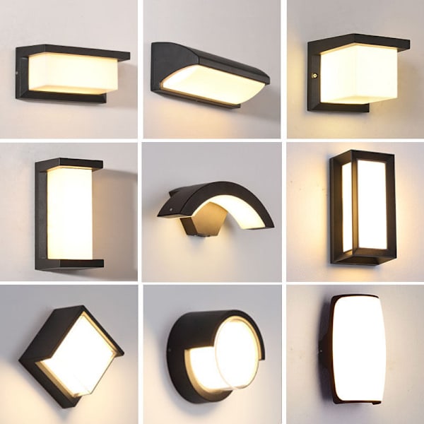 Moderni LED-seinävalaisin 30W, vedenpitävä IP65, sopii sisä- ja ulkokäyttöön, malli C suuri neutraali valo 4000K Mitat: 14x14x30cm KLB