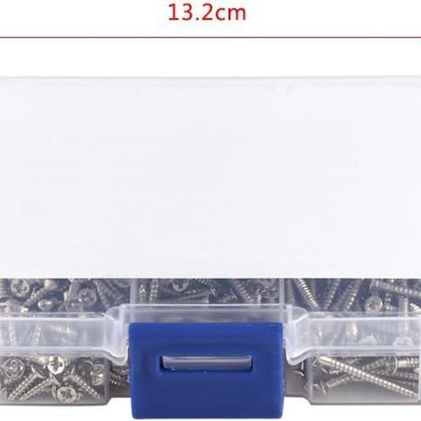 Eske med 800 stk M2 sortimentsskruer skrue flatt hode countersunk hode KLB