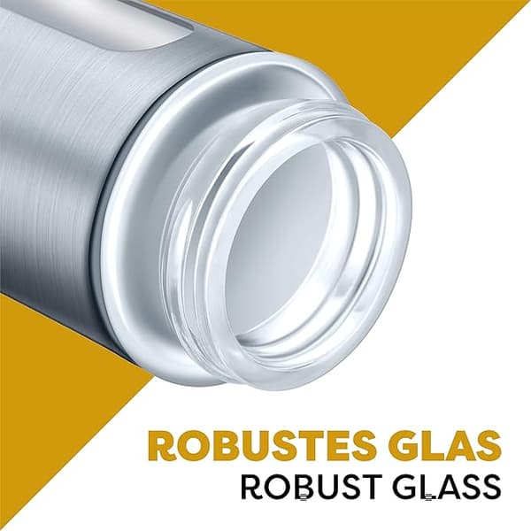 2 sølvfarget rustfritt stål krydderbokser 60ml - med glassvisning