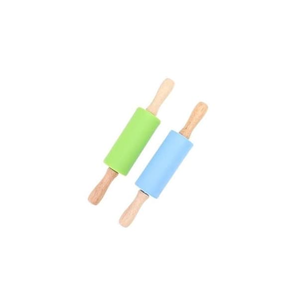 2-pack silikonkavel, non-stick yta, trähandtag, barnyta
