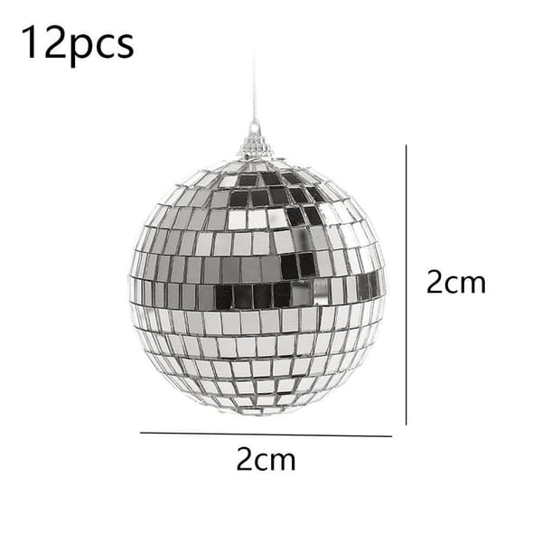 Sølv Disco Reflekterende Speil Julekuler 2cm-12stk KLB
