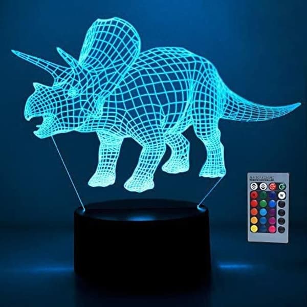 Fullosun Dinosaur Bordlampe LED Nattlys 3D Illusjon KLB