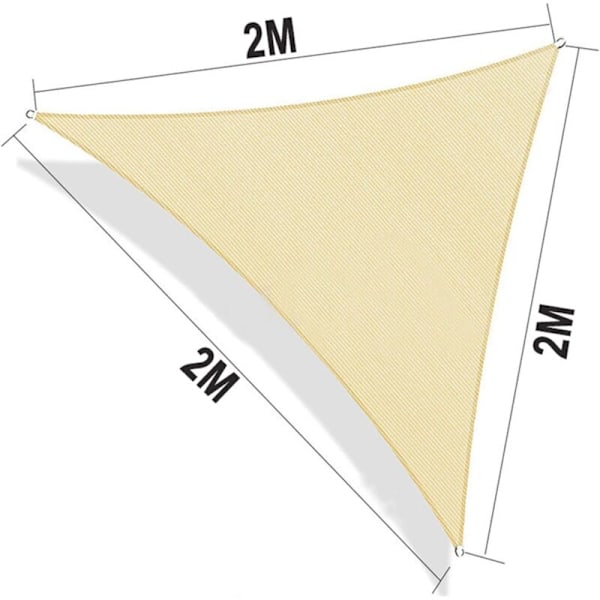 Solseil 3x3x3m Vanntett Motstandsdyktig Markise for Terrasse & Hage 90% Solbeskyttelse UV-strålebeskyttelse med Trekantet Gratis Tau Sand KLB