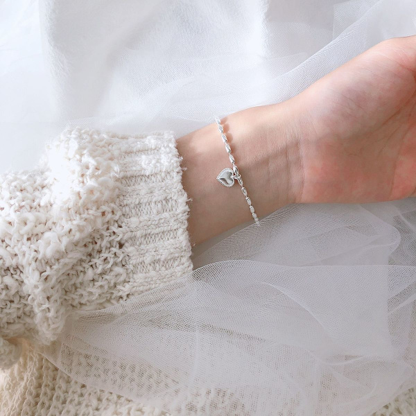Armband i sterlingsilver, hjärtarmband