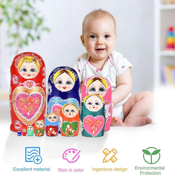 Rysk trädocka Matryoshka stapelbar handgjord leksak KLB